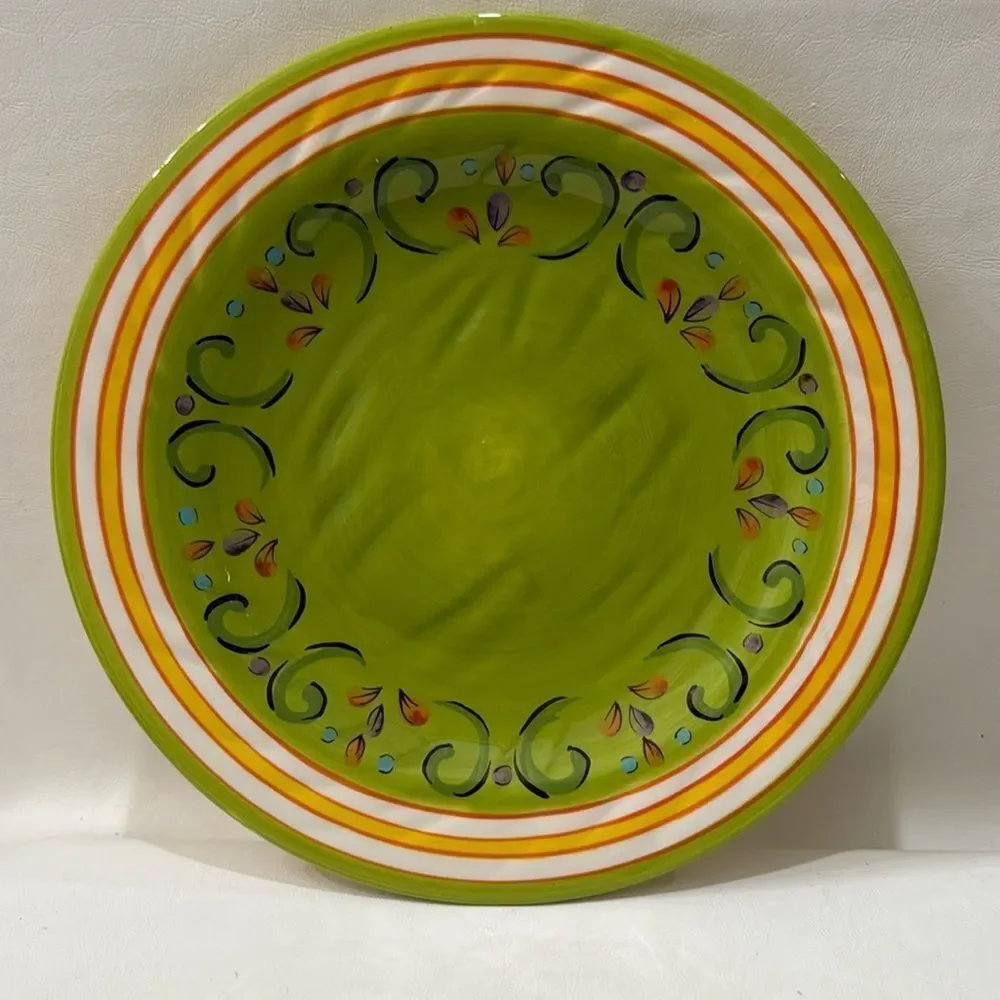 Pier 1 Pasilla Vibrant Green Yellow 10 3/4 In One Plate Only Vintage 1990-1999